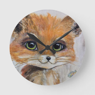 Baby Fox wandklok, 8" ronde acryl klok