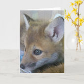 Baby Fox Wenskaart Kaart (Gele Bloem)