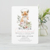 Baby Fox Winter Onederland Meisje 1e Verjaardag Kaart (Staand voorkant)