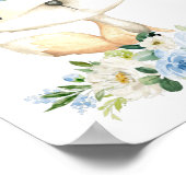 Baby Fox, Woodland Animals, Boho, Blue Flowers Poster (Hoek)