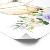 Baby Fox, Woodland Animals, Boho, Purple Flowers Foto Afdruk (Hoek)