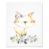 Baby Fox, Woodland Animals, Boho, Purple Flowers Foto Afdruk (Voorkant)