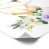 Baby Fox, Woodland Animals, Boho, Purple Flowers Poster (Hoek)