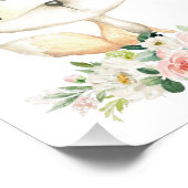 Baby Fox, Woodland Animals, Boho, Roze Flowers Foto Afdruk (Hoek)