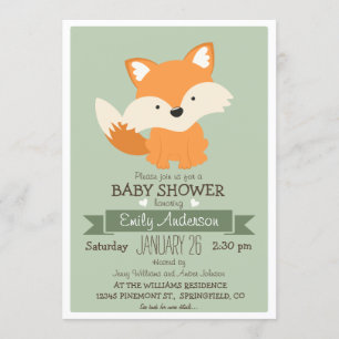 Baby Fox, Woodland Baby shower of Sprinkle Kaart