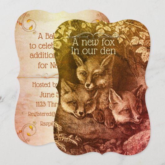  baby Fox Woodland baby shower uitnodiging (Voorkant / Achterkant)