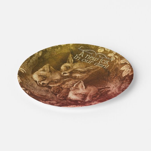  baby fox woodland bruin baby shower papieren bordje (Gekanteld)