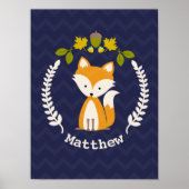 Baby Fox Wreath Personalized Nursery Artwork - Boy Poster (Voorkant)