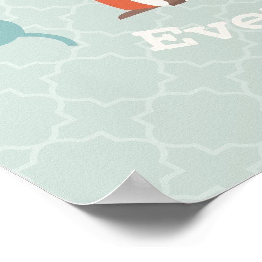 Baby Fox Wreath Personalized Nursery Artwork Poster (Hoek)