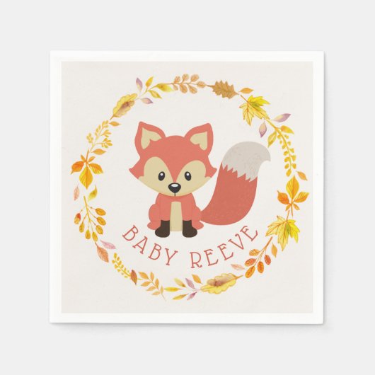Baby Fox Wreath Woodland Animals Baby shower Servet (Voorkant)