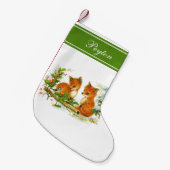 Baby Foxes Holly Persoonlijke kerststuring Kleine Kerstsok (Voorkant (Hangend))