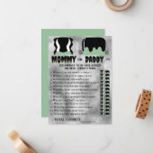 Baby Frankenstein Baby shower Game Notitiekaartje (Voorkant / Achterkant in situ)