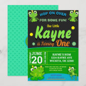 BABY FROG 1ST BIRTHDAY INVITATION SJABLOON KAART (Voorkant / Achterkant)