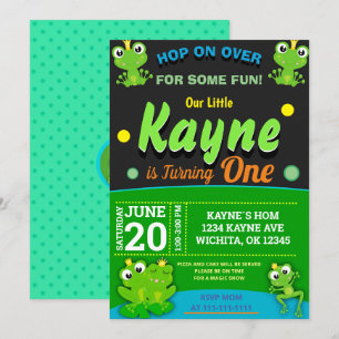 BABY FROG 1ST BIRTHDAY INVITATION SJABLOON KAART
