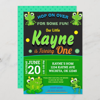 BABY FROG 1ST BIRTHDAY INVITATION SJABLOON KAART