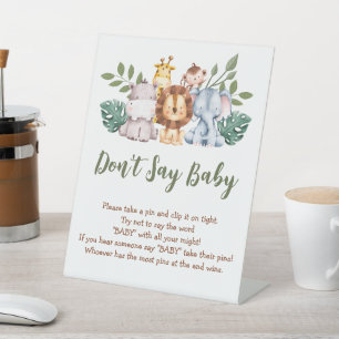 Baby Game Boy Safari Baby shower Pedestal Sign Reclamebord Met Voetstuk