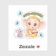 Baby Ganesha Leest met Modak Vinyl Sticker