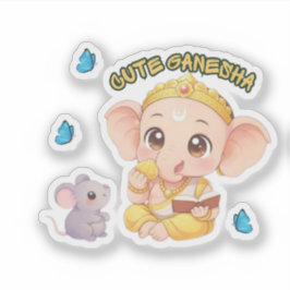 Baby Ganesha Leest met Modak Vinyl Sticker