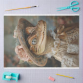 Baby Gator in Lace Dress Decoupage Tissuepapier (Craft)