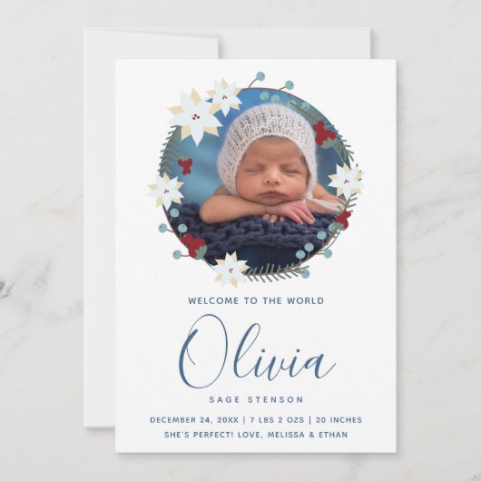 Baby Geboorte Aankondiging Foto Kerstmis (Voorkant)