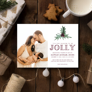 Baby Geboorte Aankondiging Foto Kerstmis