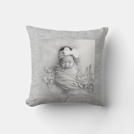 Baby Geboorte Aankondiging Foto Kinderkamer Decor  Kussen (Voorkant)