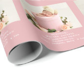 Baby Geboorte Aankondiging Foto Roze Meisje Vierka Cadeaupapier (Rol Hoek)