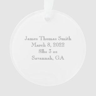 Baby Geboorte Aankondiging FOTO Unisex Zwart Wit Ornament