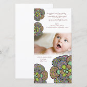 Baby Geboorte Bedankt Japanse Bloemen Fotokaart (Voorkant / Achterkant)