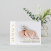 Baby geboorte Briefkaart van moderne debuut Folie (Staand Voorkant)