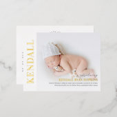 Baby geboorte Briefkaart van moderne debuut Folie (Voorkant / Achterkant)