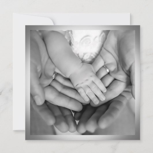 Baby Geboorte Foto Aankondiging Zwart & Wit Wagent (Achterkant)