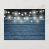 Baby Geboorte Foto Blauwe Houten Slinger Lichtjes  Aankondigingskaart (Achterkant)