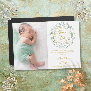 Baby Geboorte Foto Groene Decoratie Goud Bedankt