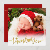 Baby Geboorte Modern Gold Script w / Hart Dank u Feestdagenkaart (Voorkant / Achterkant)