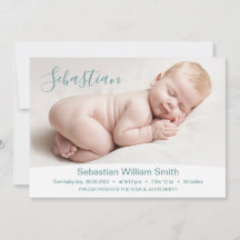 Baby Geboorte Statistieken Foto Aankondigingskaart