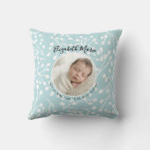 Baby Geboorte Statistieken Foto Botanisch Minimaal Kussen (Achterkant)