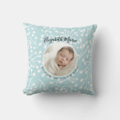 Baby Geboorte Statistieken Foto Botanisch Minimaal Kussen (Voorkant)