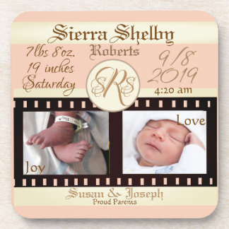 Baby Geboorte Statistieken & Foto's Filmrol Film Bier Onderzetter