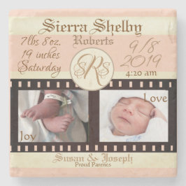 Baby Geboorte Statistieken & Foto's Filmrol Film Stenen Onderzetter