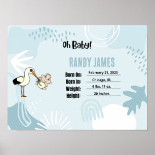 Baby Geboorte Statistieken Kinderkamer Muur Kunst Poster