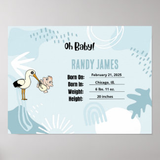 Baby Geboorte Statistieken Kinderkamer Muur Kunst Poster