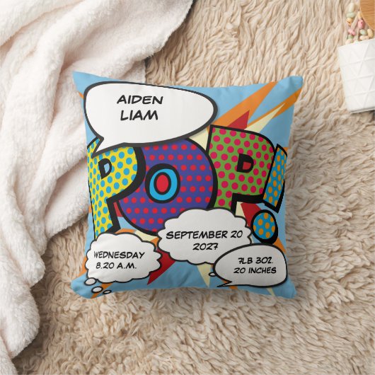 Baby Geboorte Statistieken Kleurrijk Plezierig Str Kussen (Deken)