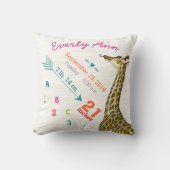 Baby Geboorte Statistieken Schattige Giraffe Hart  Kussen (Voorkant)
