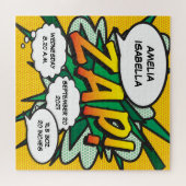 Baby Geboorte Statistieken Stripboek Pop Art Aande Legpuzzel (Horizontaal)