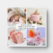 Baby Geboorte Statistieken Vier Foto Collage  Fotoplaat (Voorkant)