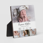 Baby Geboorte Statistieken Vier Foto Collage Plaqu Fotoplaat (Voorkant)