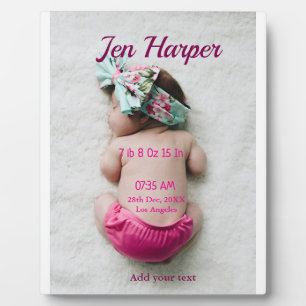 Baby geboorte statistieken voeg naam plaats datum fotoplaat