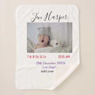 Baby geboorte statistieken voeg naam plaats datum sherpa deken