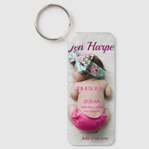 Baby geboorte statistieken voeg naam plaats datum sleutelhanger